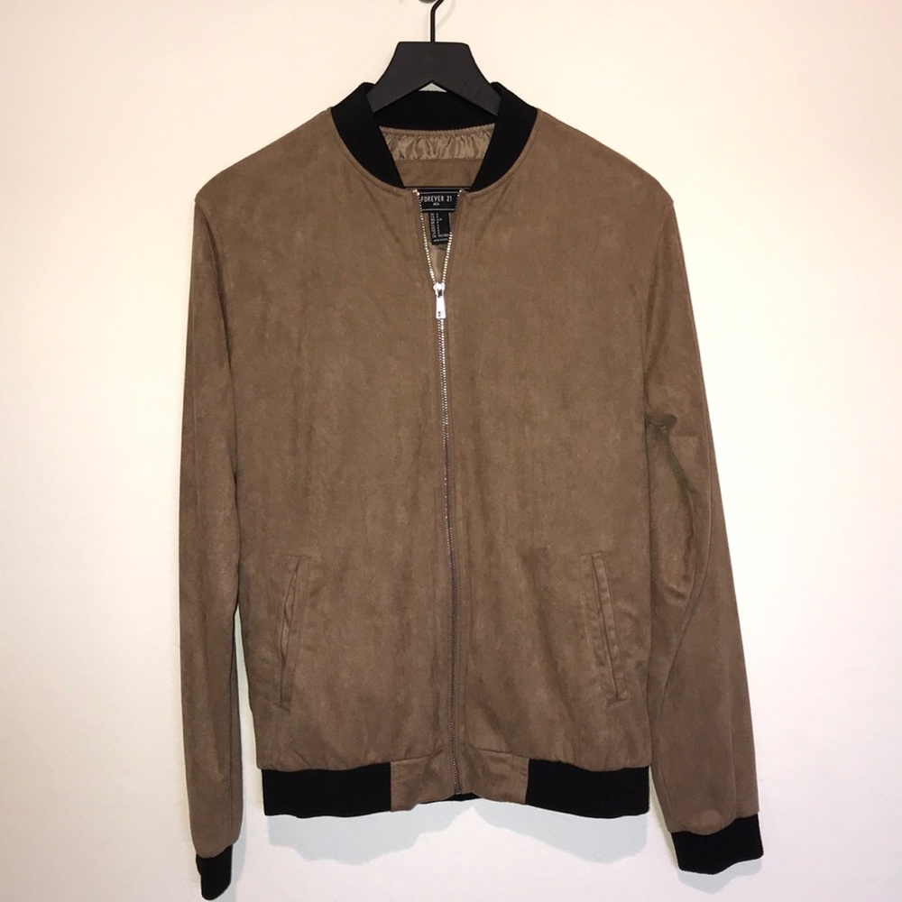 Faux Suede Bomber Jacket